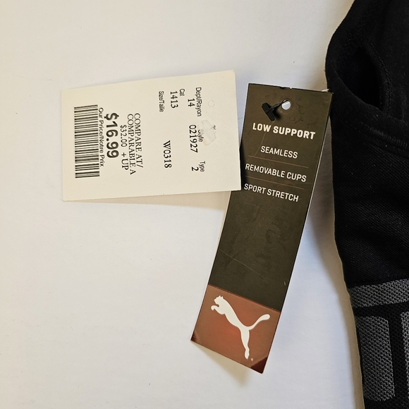 NWT Puma black and grey nylon elastane blend seamless training sports bra size S - Picture 5 of 5